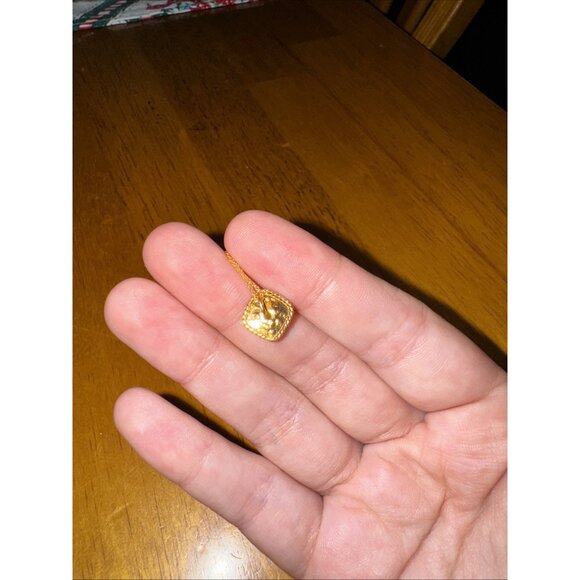 Stunning Sterling Silver 925 Necklace Small Pearl Gold Plated Square Station - Picture 6 of 7